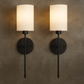 Stick-On Rechargeable Wall Sconce | Set of 2 Cylindrical Fabric Shade