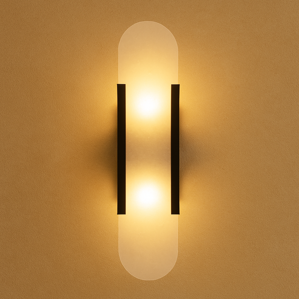 Art Deco Wall Light | Marble Sconce with Brass or Black Finish