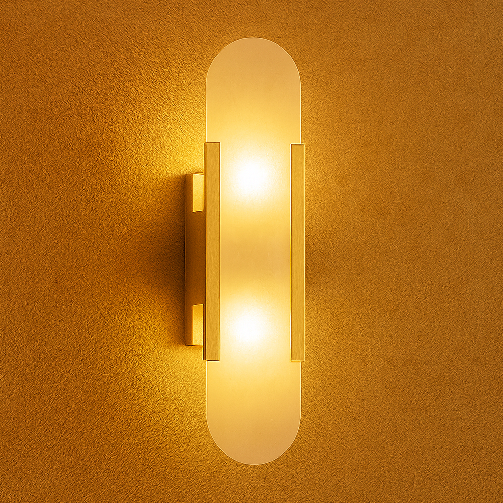 Art Deco Wall Light | Marble Sconce with Brass or Black Finish
