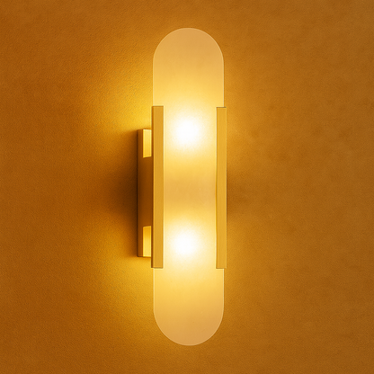 Art Deco Wall Light | Marble Sconce with Brass or Black Finish
