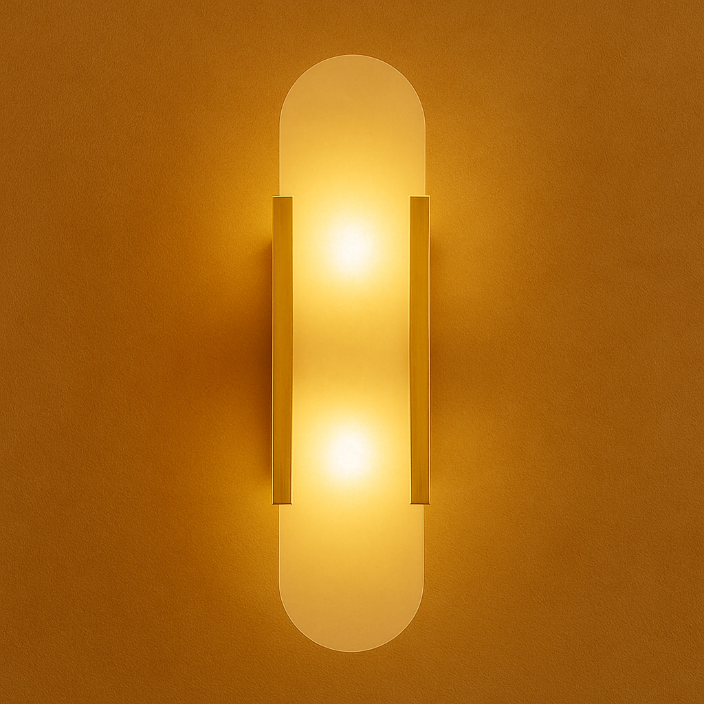 Art Deco Wall Light | Marble Sconce with Brass or Black Finish