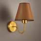 Brass Wall Light | Conical Fabric Shade Sconce with Curved Brass Arm