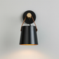Modern Wall Light | Nordic Wooden Sconce with Leather Strap & Metal Shade