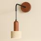 Contemporary Wall Light | Wabi-Sabi Natural Stone and Walnut Wood LED Sconce