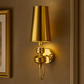 Art Deco Wall Light | Tall Tapered Shade Sconce with Ribbed Stem and Round Backplate