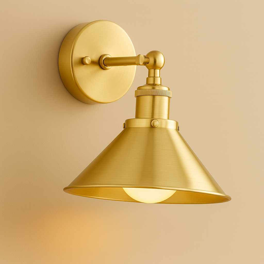 Rechargeable Wall Light | Conical Metal LED Sconce with Adjustable Shade