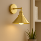 Rechargeable Wall Light | Conical Metal LED Sconce with Adjustable Shade