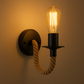 Industrial Wall Light | Metal Sconce with Hemp Rope Accent for Loft and Hallway Decor