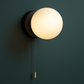 Contemporary Wall Light | Frosted Glass Globe Sconce with Metal Base