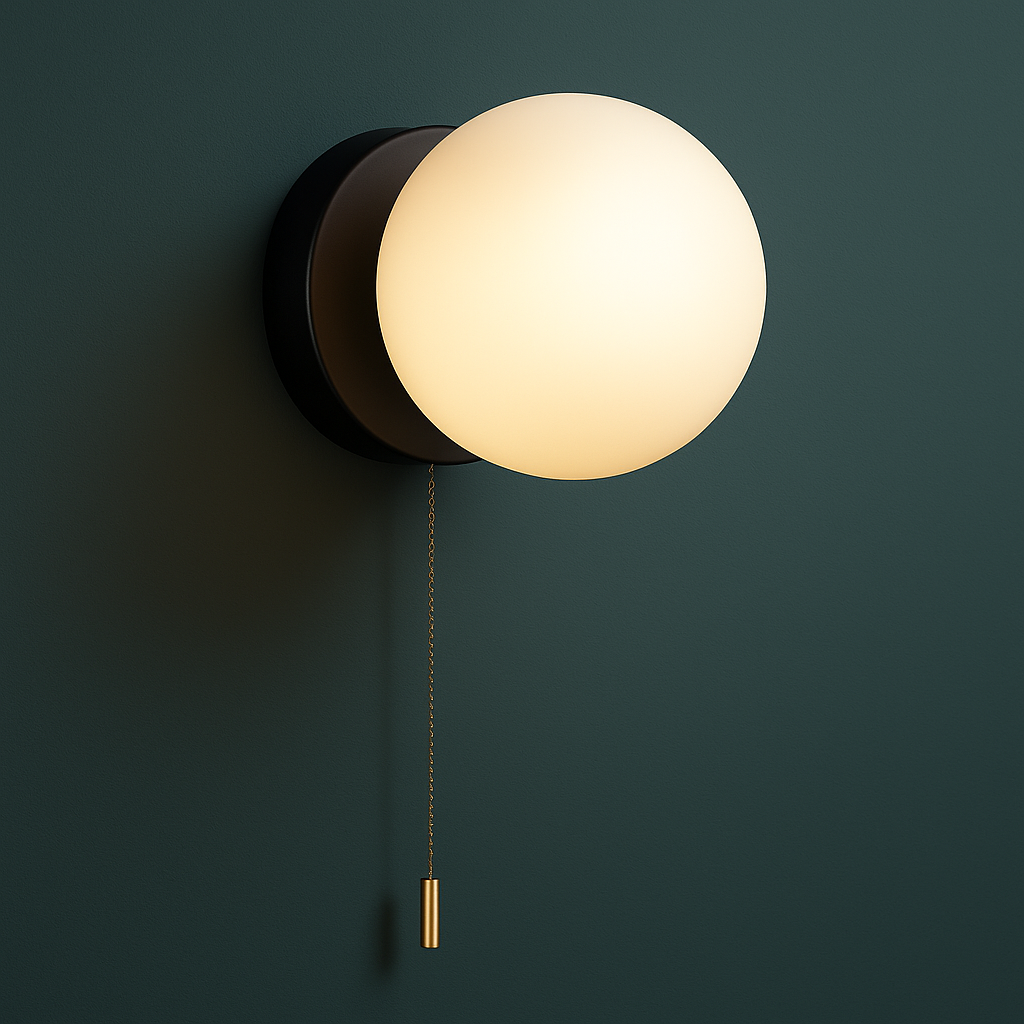 Contemporary Wall Light | Frosted Glass Globe Sconce with Metal Base
