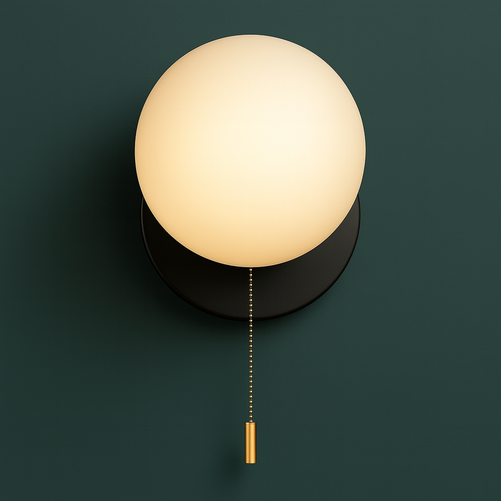 Contemporary Wall Light | Frosted Glass Globe Sconce with Metal Base