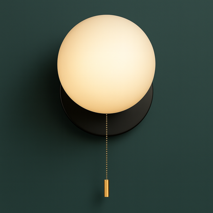 Contemporary Wall Light | Frosted Glass Globe Sconce with Metal Base