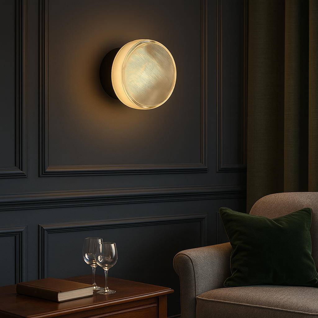 Modern Glass Wall Light | LED Nordic Round Glass Sconce with Acrylic Shade