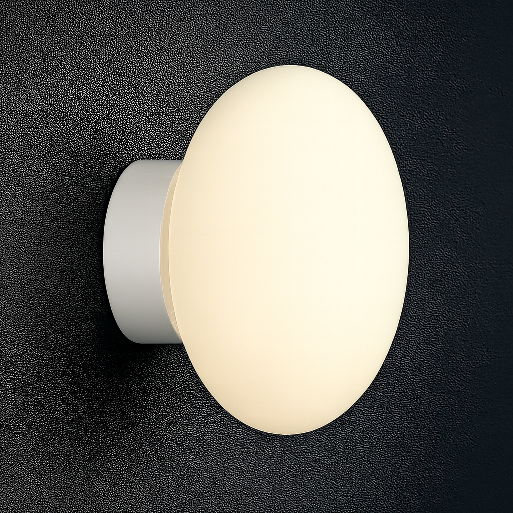 Modern Wall Light | Minimalist Round Globe Sconce with Frosted Glass Shade and Black, White or Chrome Base