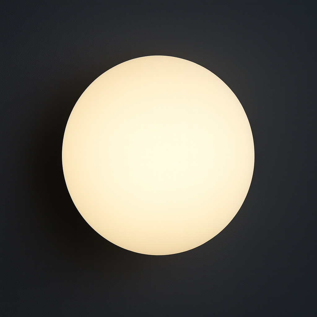 Modern Wall Light | Minimalist Round Globe Sconce with Frosted Glass Shade and Black, White or Chrome Base