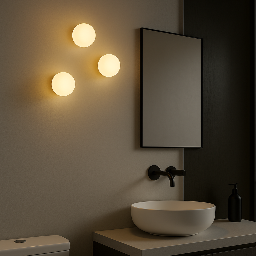 Modern Wall Light | Minimalist Round Globe Sconce with Frosted Glass Shade and Black, White or Chrome Base