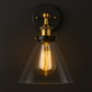 Antique Brass Wall Light | Industrial Stone Base Sconce with Clear Glass Shade