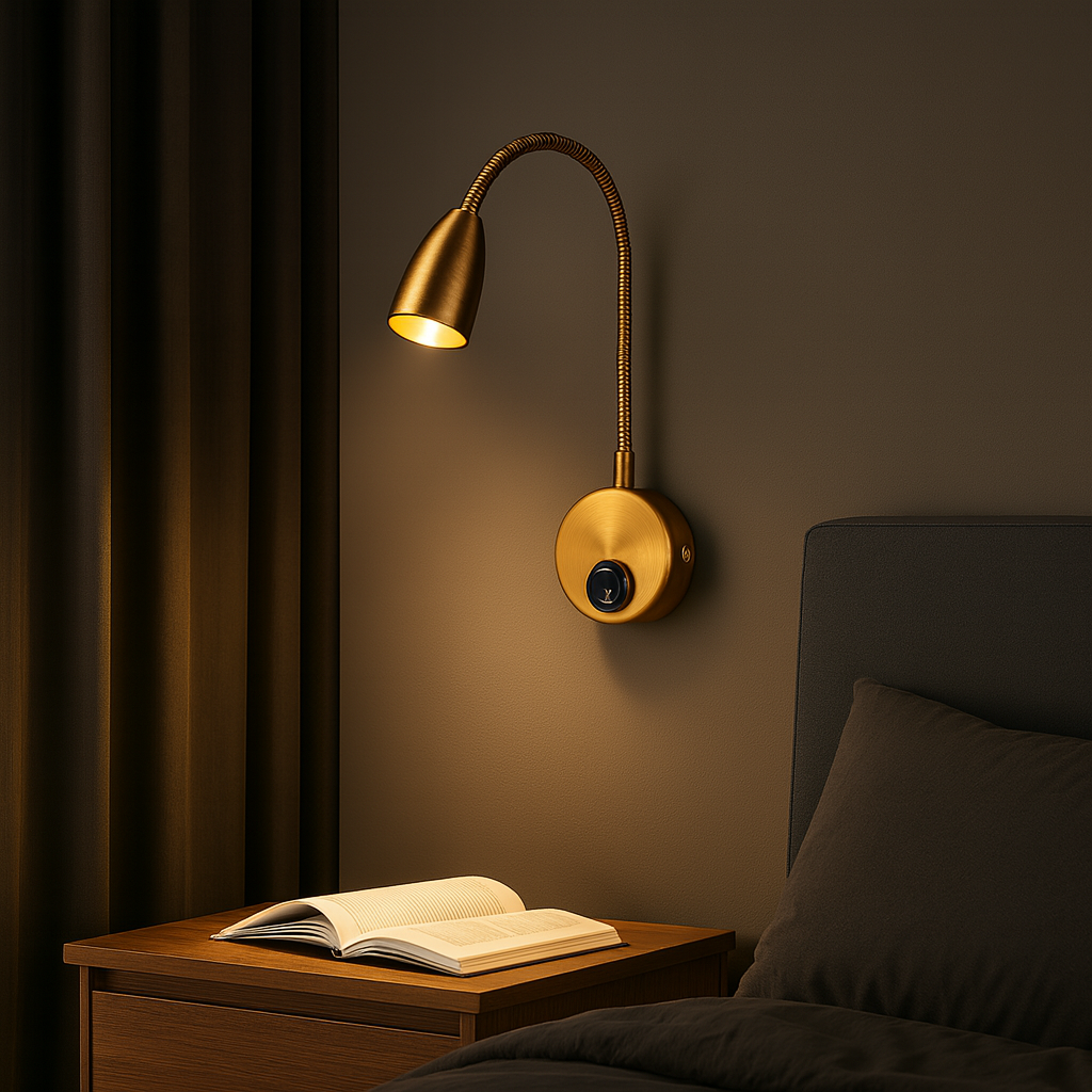Antique Brass Wall Light | Modern Gold Aluminum LED Sconce with 30° Focusing Lens and Touch Switch