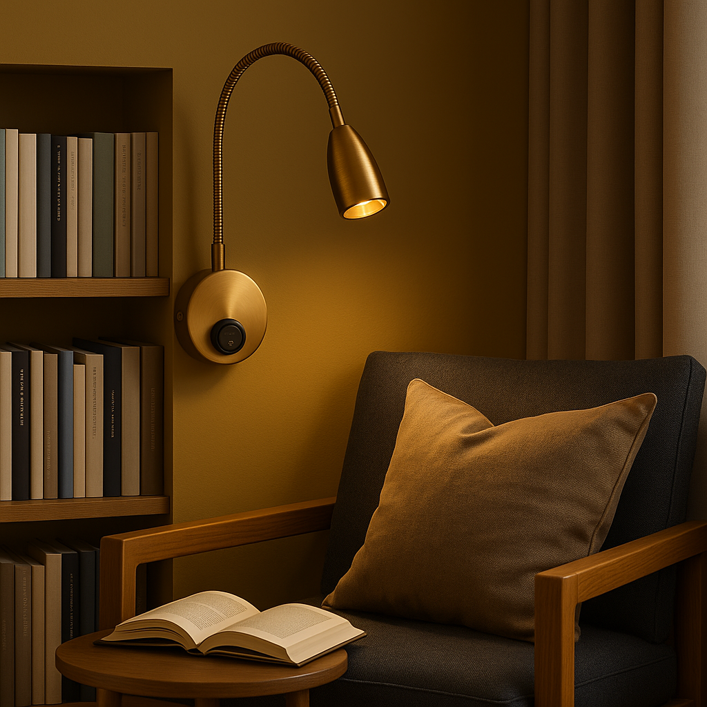 Antique Brass Wall Light | Modern Gold Aluminum LED Sconce with 30° Focusing Lens and Touch Switch