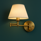 Rechargeable Wall Light | Antique Brass Swing Arm Sconce with Adjustable Pleated Fabric Shade