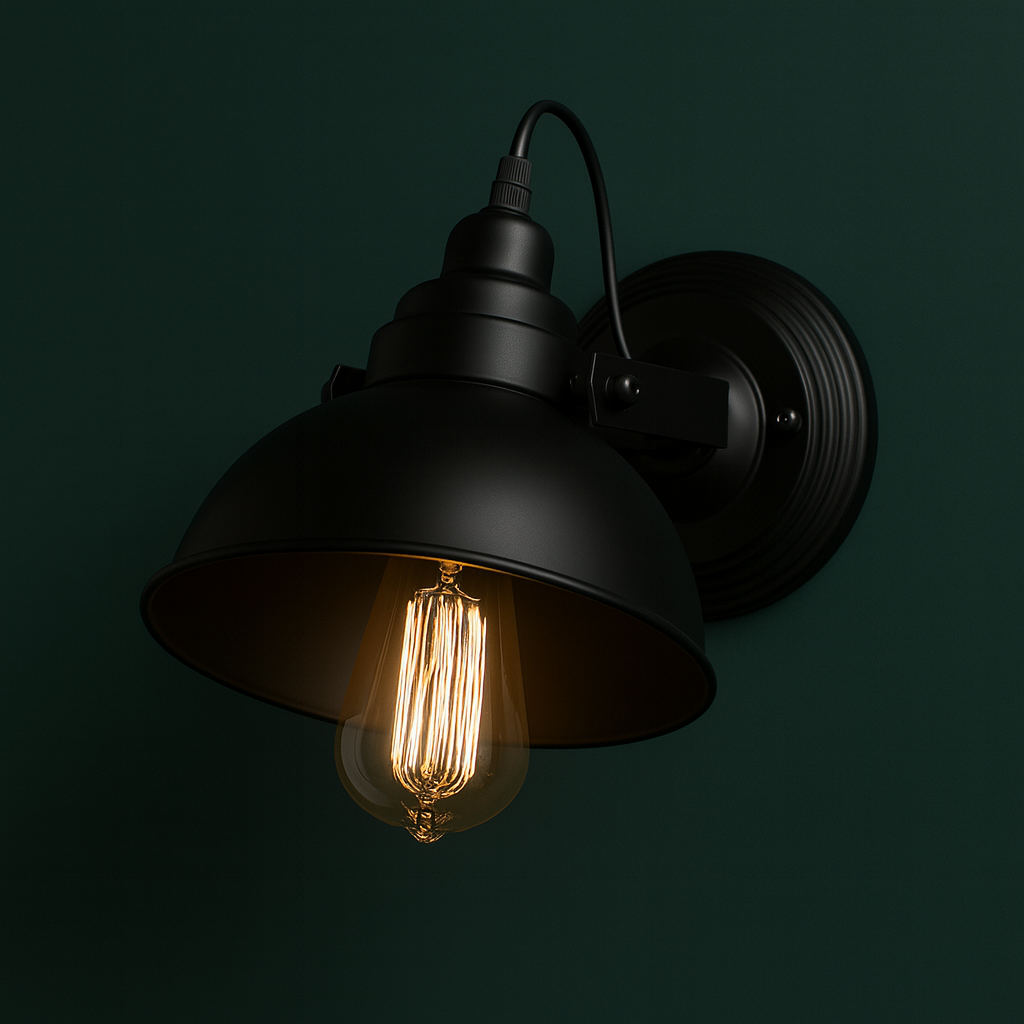 Industrial Wall Light | Vintage Black Iron Sconce with Adjustable Arm