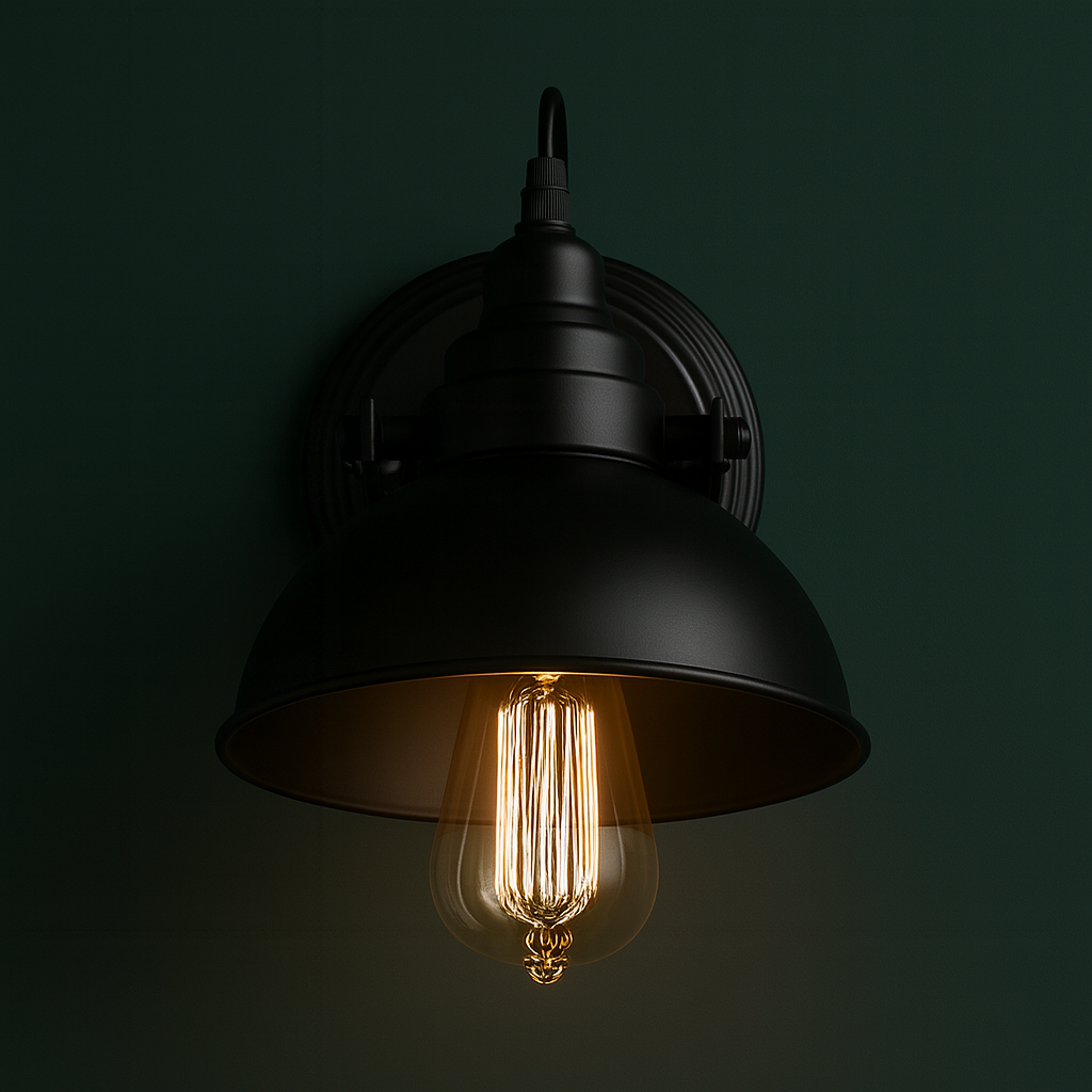 Industrial Wall Light | Vintage Black Iron Sconce with Adjustable Arm