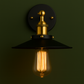 Industrial Wall Light | Adjustable Black and Antique Brass Sconce with Metal Shade