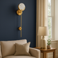 Modern Luxury Wall Light | Brass Sconce with Spanish Marble Moon Disc