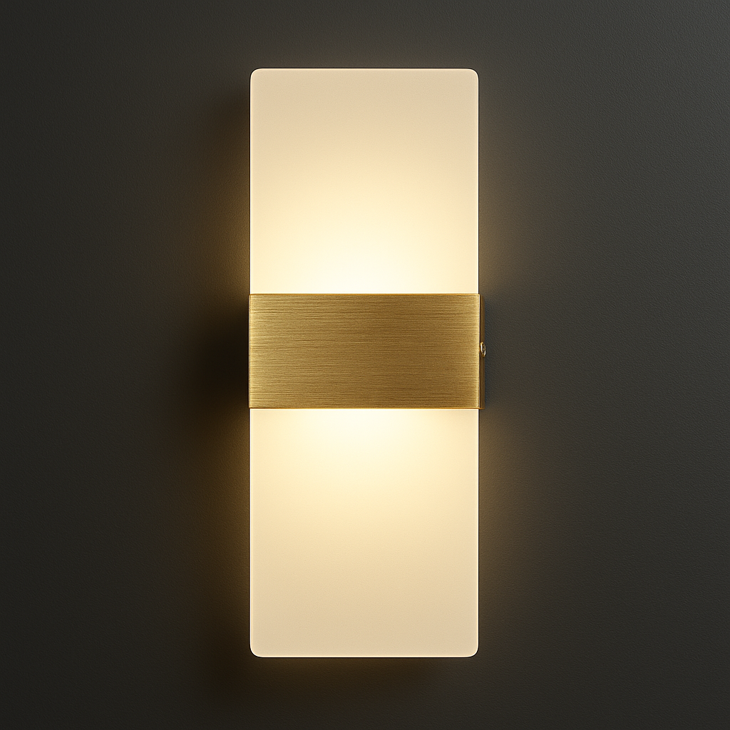 LED Wall Light | Rectangular Frosted Acrylic Shade with Aluminum Center Band