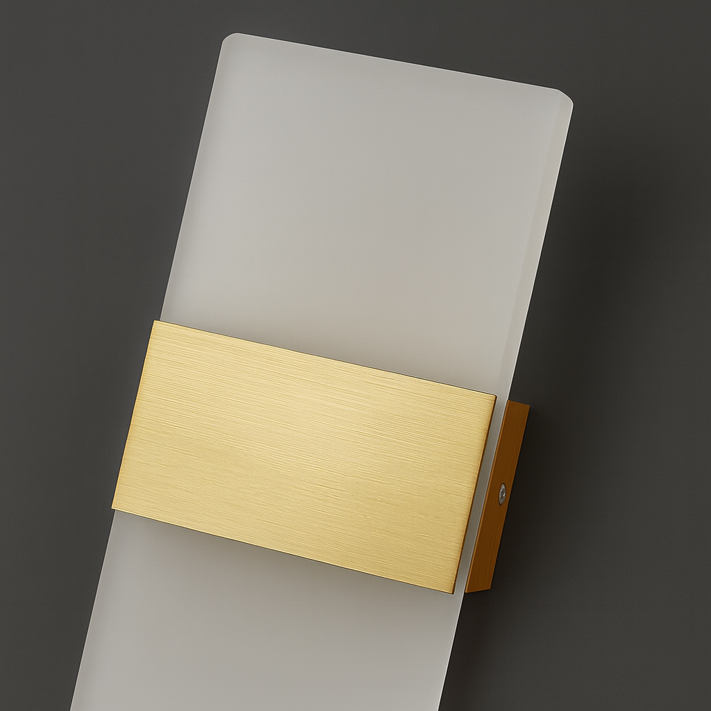LED Wall Light | Rectangular Frosted Acrylic Shade with Aluminum Center Band