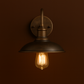 Industrial Wall Light | Bronze Vintage Sconce with Curved Arm and Metal Shade