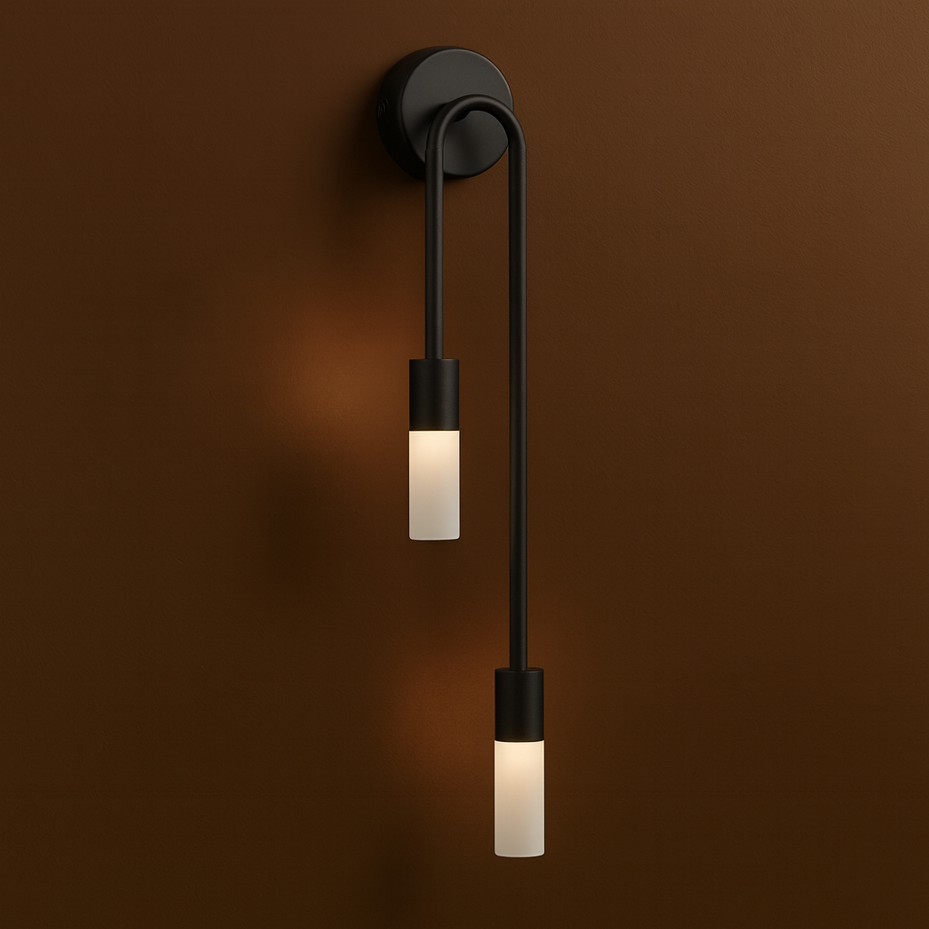 Brass Wall Light | Double G9 Sconce with Frosted Glass and Long Arched Tubes