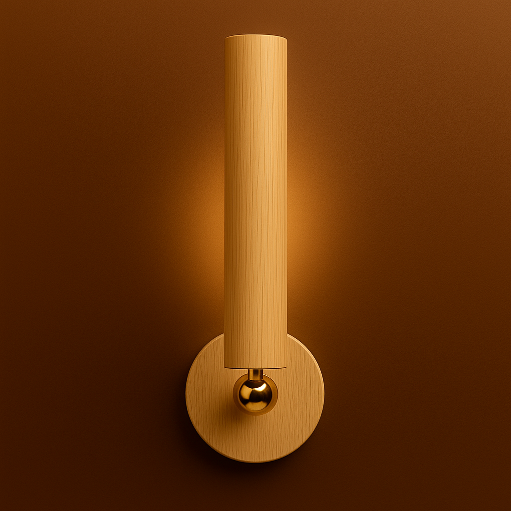 Rechargeable Stick-on Wall Light | Minimalist Wooden Tube Sconce with Touch Switch