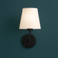 Rechargeable Wall Light | Slim Sconce with Cylindrical Arm and Tapered Fabric Shade