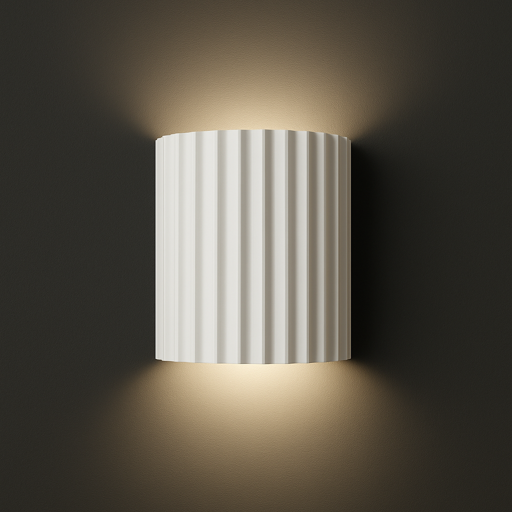 Modern Wall Light | Modern Ribbed Resin Cylinder Sconce