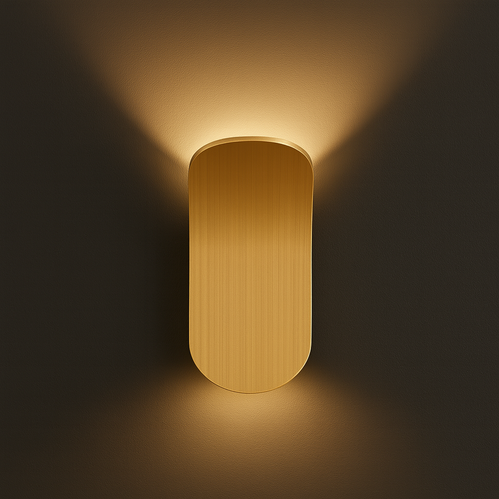 Modern Wall Light | Brushed Brass Curved Leaf-Shaped Sconce