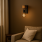 Contemporary Wall Light | Wood & Metal Sconce with Spiral LED Bulb