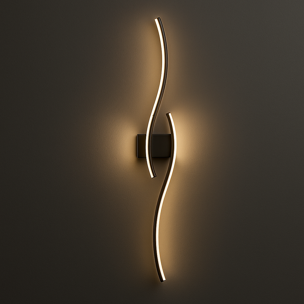 LED Wall Light | Modern Dual Wave Sconce in Black