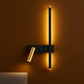 LED Wall Light | Vertical Matte Black & Gold Sconce with Adjustable Spotlight