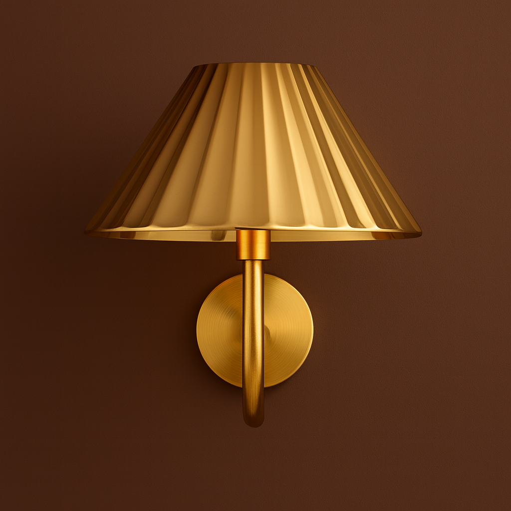 Rechargeable Wall Light | Brass Sconce with Pleated Metallic Shade