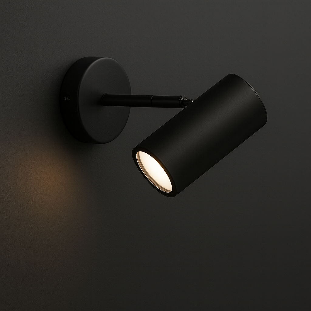 Brass Wall Light | Adjustable Cylinder Spotlight with Round Base