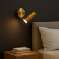Brass Wall Light | Adjustable Cylinder Spotlight with Round Base