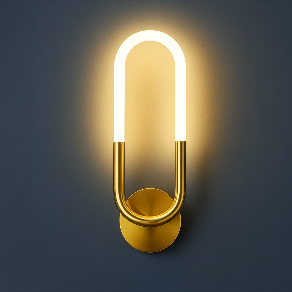 Brass Wall Light | U-Shaped Integrated LED Sconce in Brushed Finish