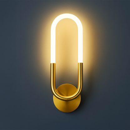 Brass Wall Light | U-Shaped Integrated LED Sconce in Brushed Finish