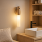 Stick-on Wall Light | Motion Sensor Wood Sconce with Frosted Glass Tube