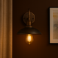 Industrial Wall Light | Bronze Vintage Sconce with Curved Arm and Metal Shade