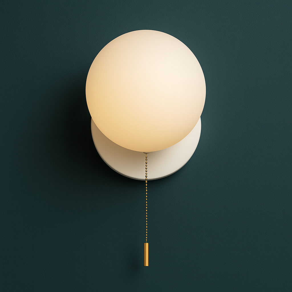 Contemporary Wall Light | Frosted Glass Globe Sconce with Metal Base