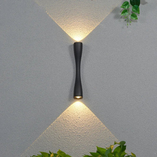 Contemporary LED Wall Light | Slim Hourglass Brass Up & Down Sconce