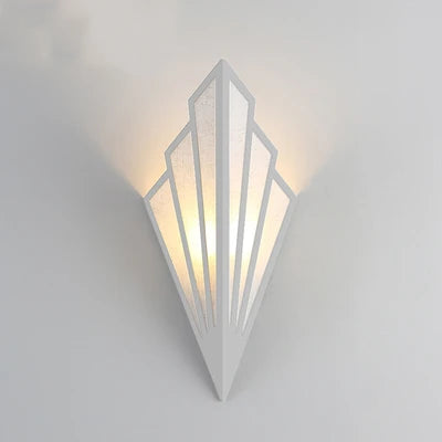 Art Deco Wall Light | Geometric Fan-Shaped Metal Frame with Fabric Shade