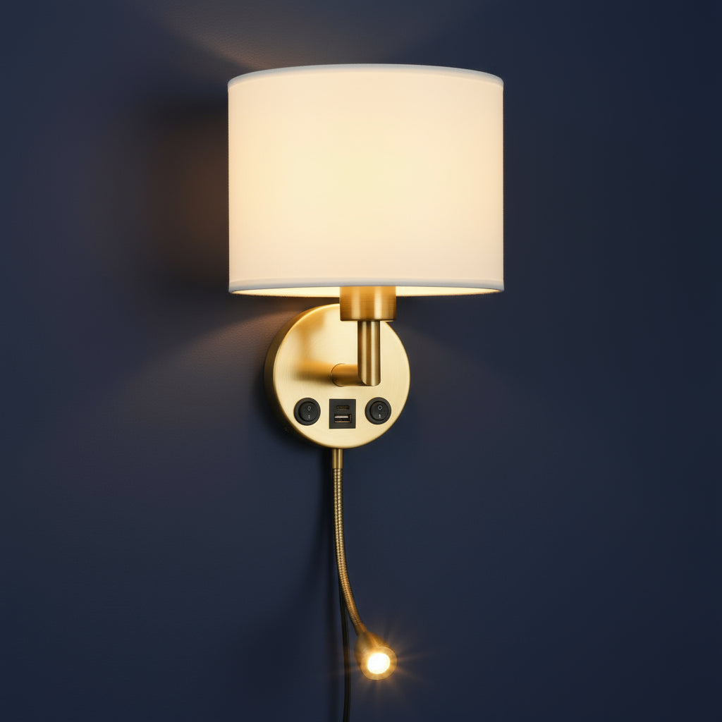 Modern Fabric Wall Light | Dual Light Source with Cloth Shade and Iron Body
